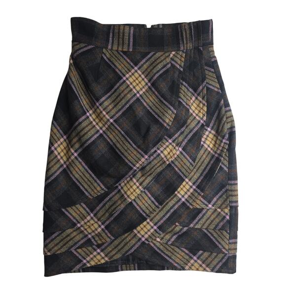 Plenty By Tracy Reese sz4 Unique Plaid layers wool skirts Fall Old money British - Picture 1 of 14